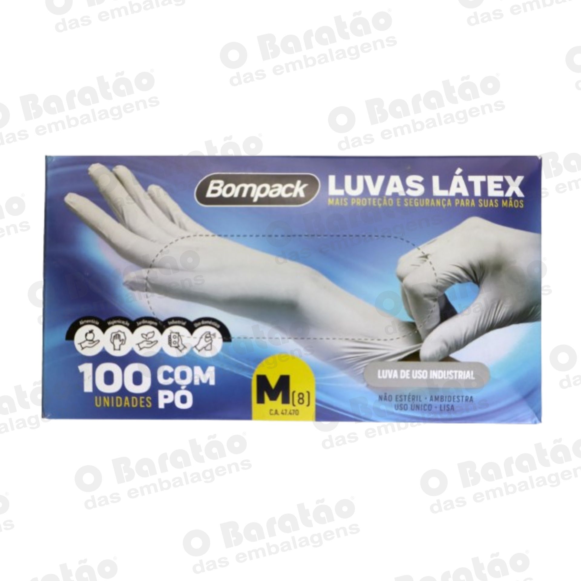 LUVA LATEX IND M BOMPACK