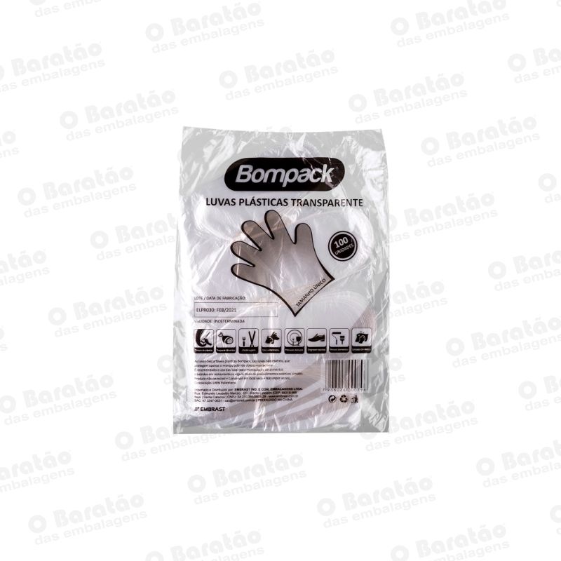 LUVA PLAST DESCARTAVEIS BOMPACK