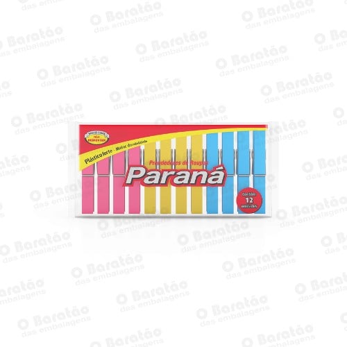 PRENDEDOR PARANA PLASTICO P/ ROUPA C/ 12