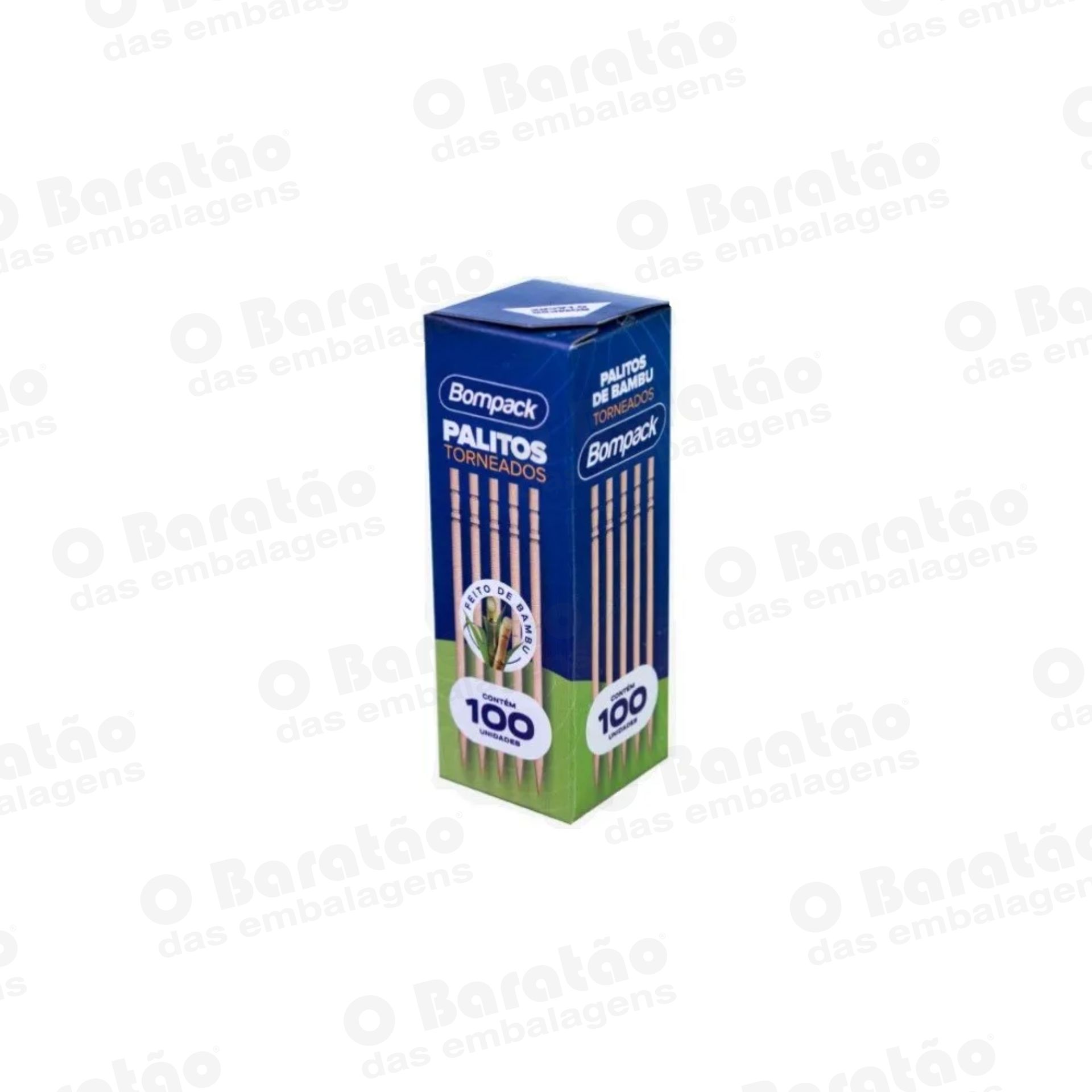 PALITO BAMBU TORNEADO  C/ 100 UN BOMPACK
