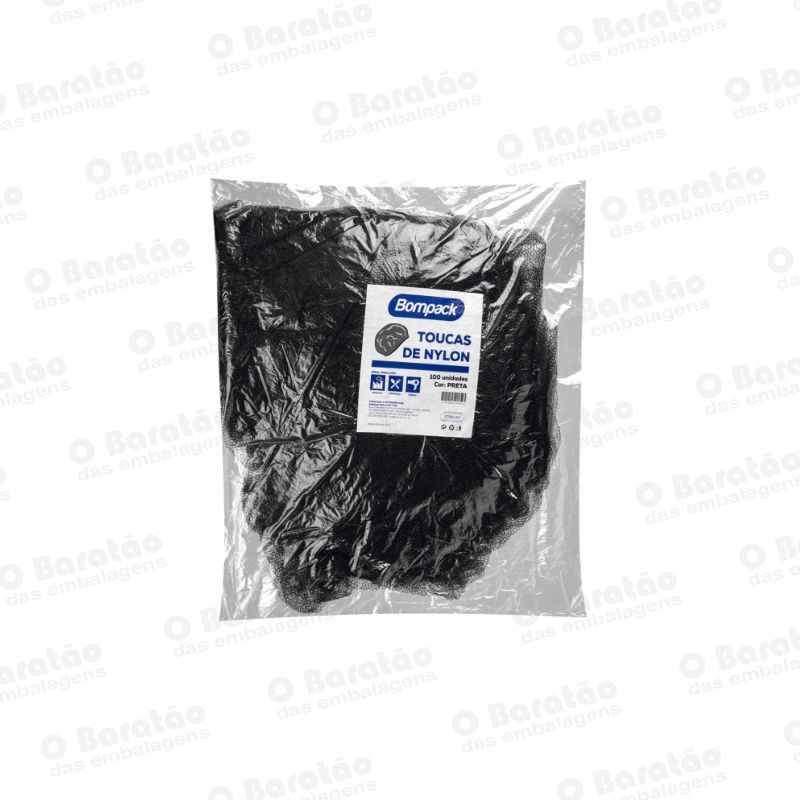 TOUCA DESC NYLON  PRETA C/ 100 BOMPACK