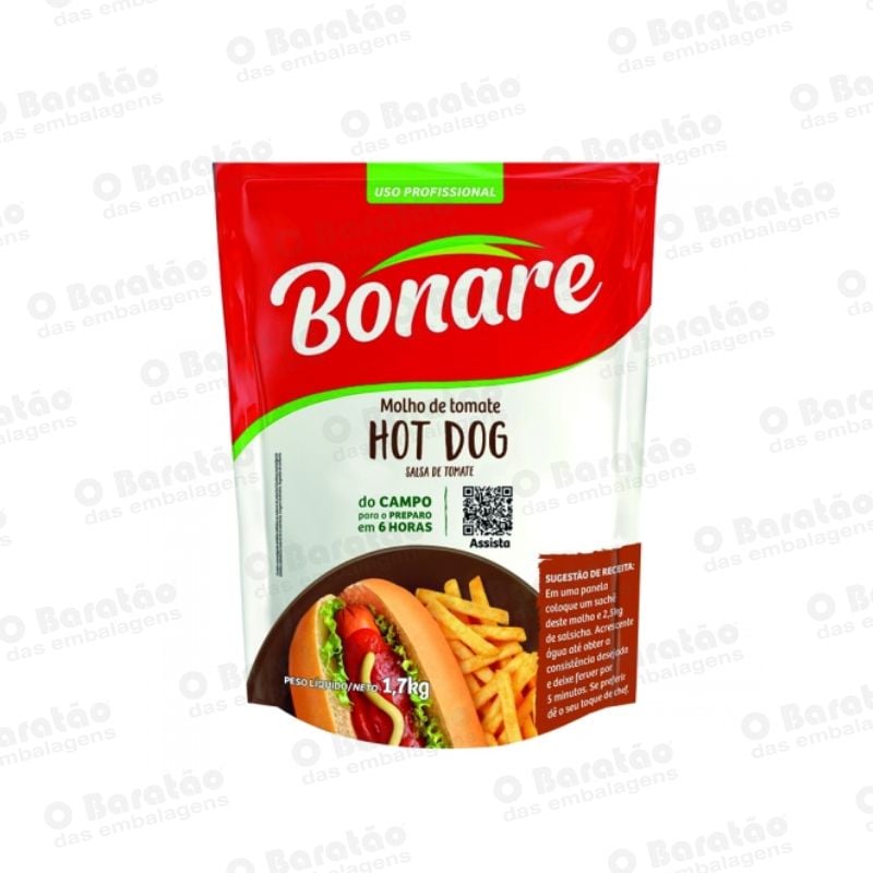MOLHO TOMATE HOT DOG SACHE  BONARE 1,7KG