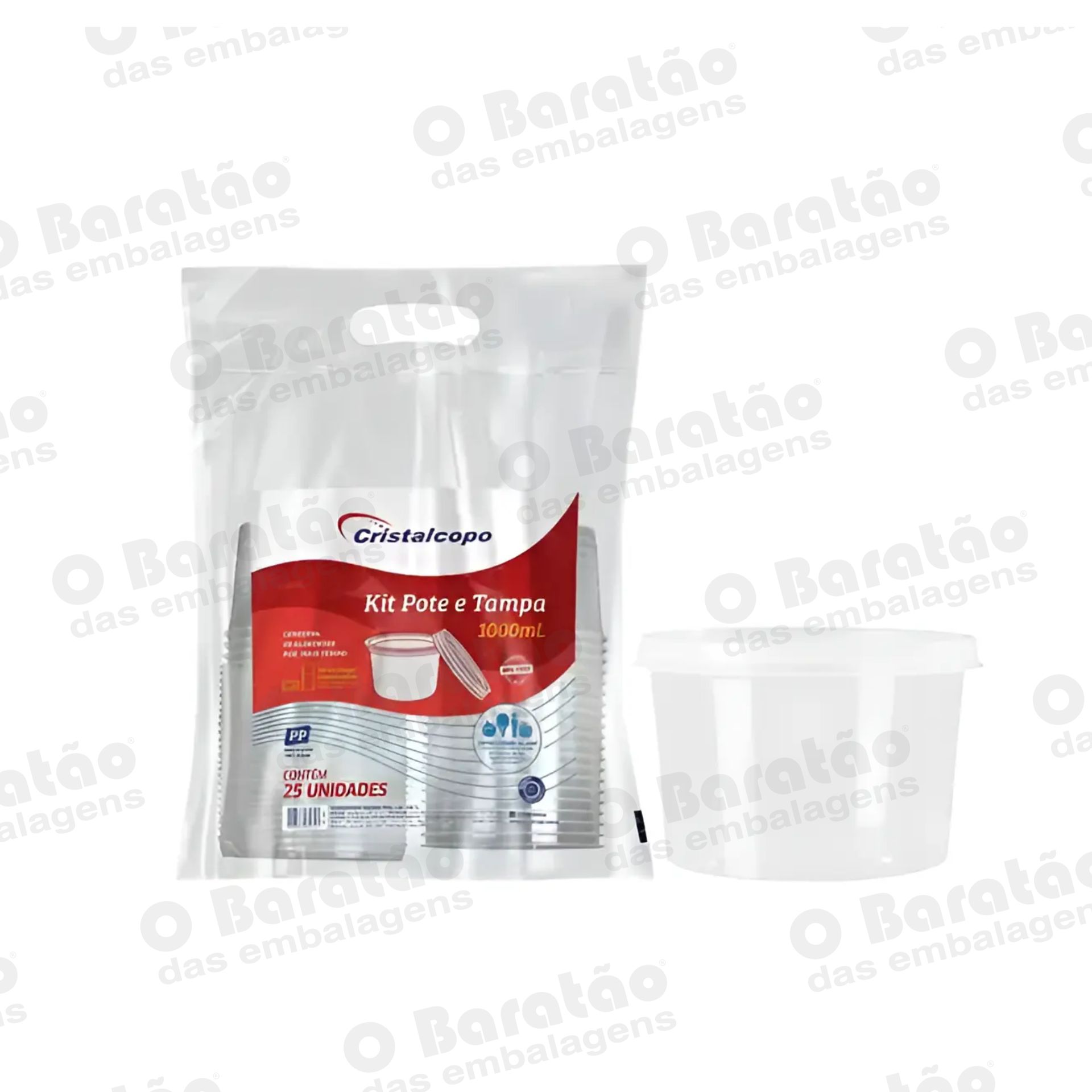 KIT POTE 1000ML REDONDO CRISTALCOPO