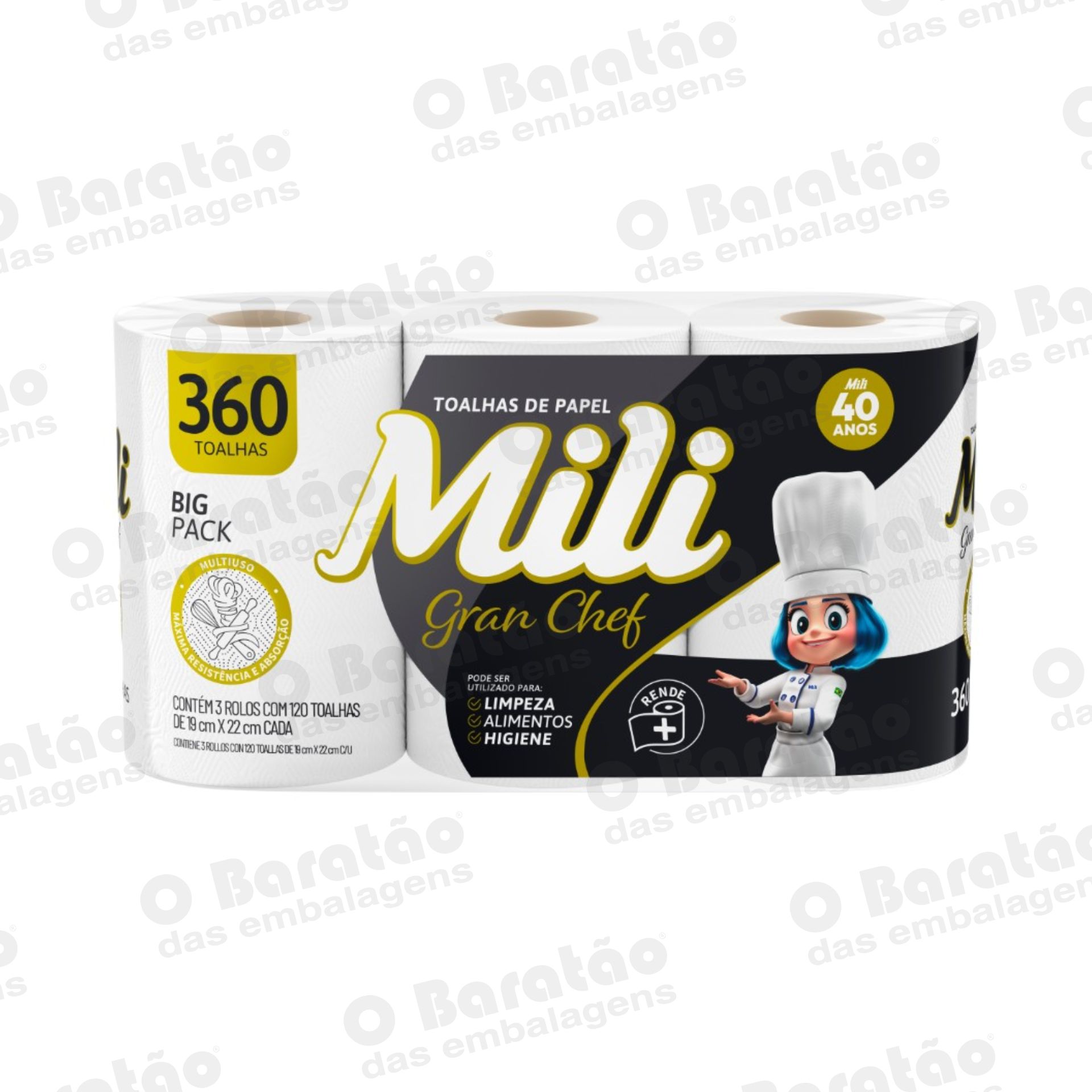 PAPEL TOALHA C/360 F DUPLA MILI GRANCHEF