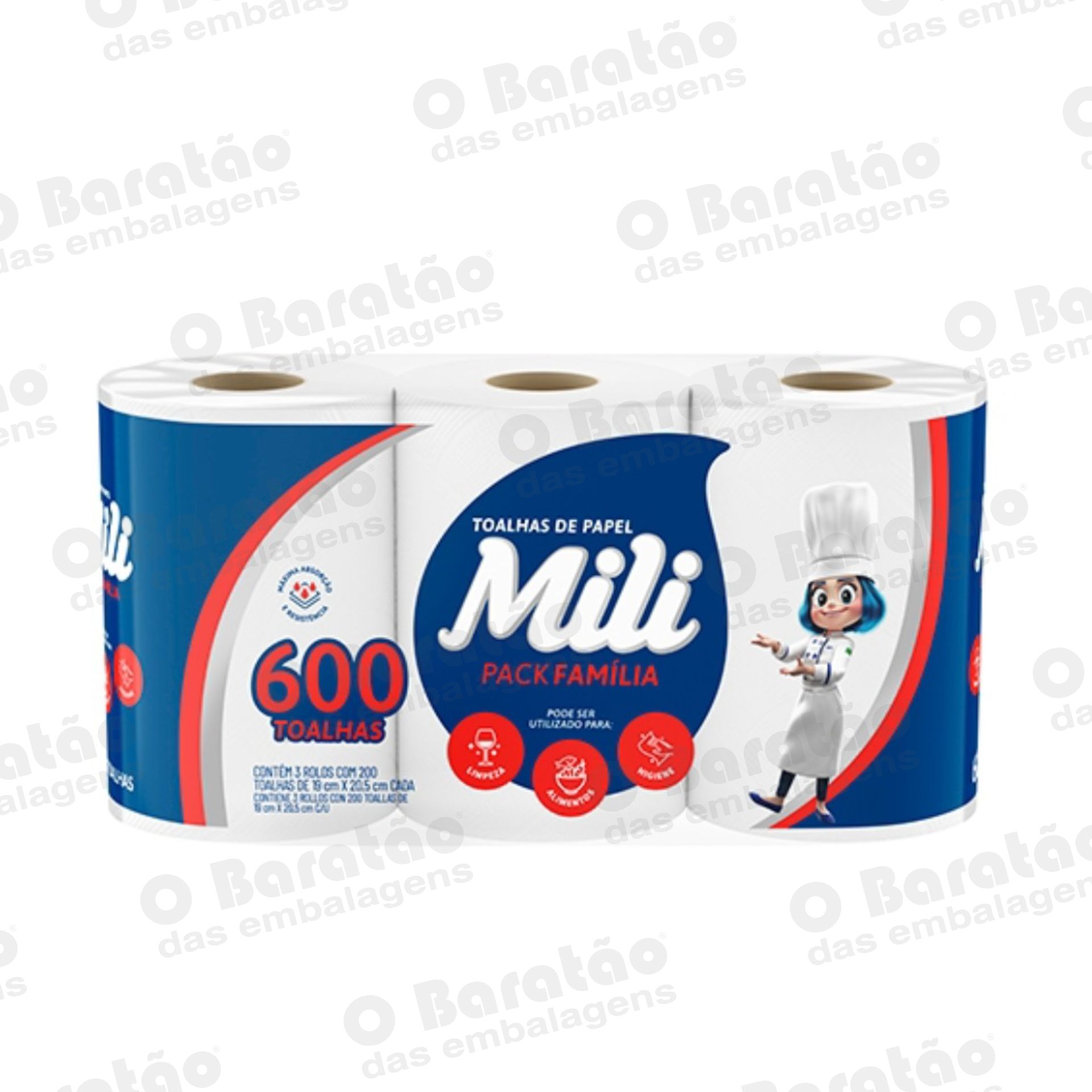 PAPEL TOALHA C/600 FOLHA DUPLA MILI