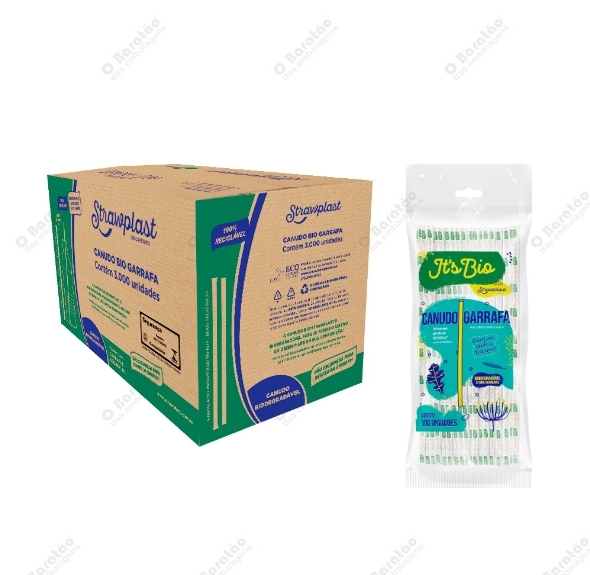 CANUDO BIO SACH GARRAFA STRAWPLAST C/100