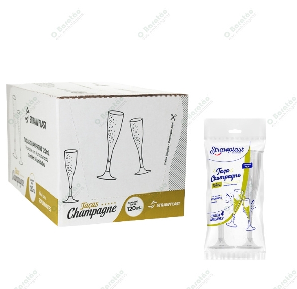 TACA CHAMPAGNE 120ML CRISTAL STRAWPLAST