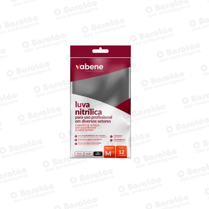 LUVA NITRILICA PRETA M VABENE