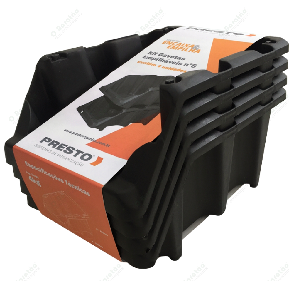 KIT 04 GAV EMPILHAVEL N 05 PRETO PRESTO