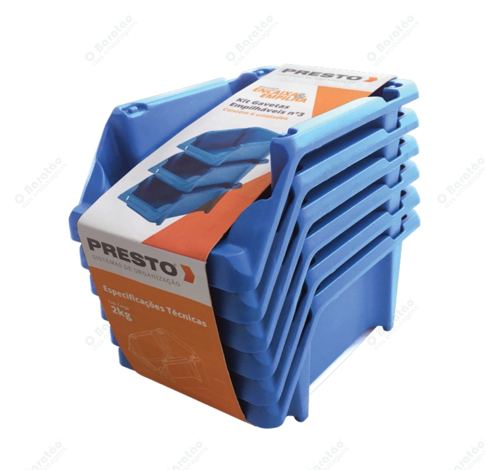 KIT 06 GAV EMPILHAVEL N 03 AZUL PRESTO