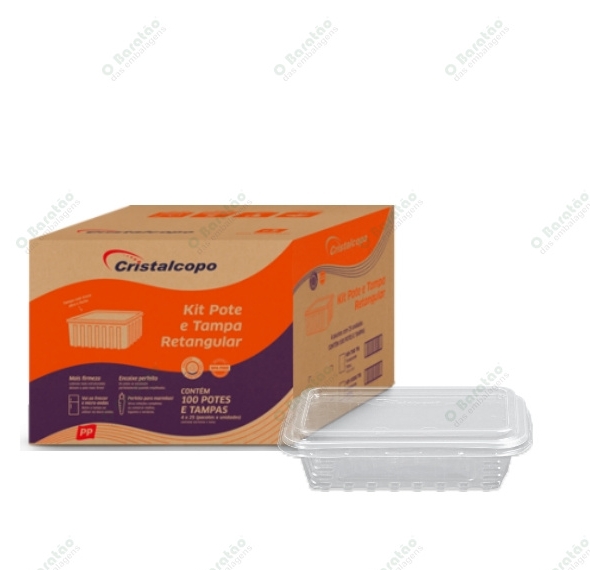 KIT POTE RETANGULAR 250ML C/25 CRISTAL