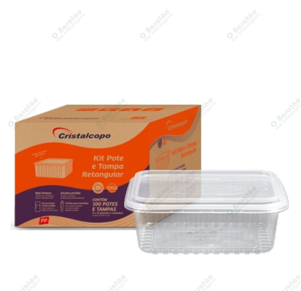 KIT POTE RETANGULAR 750ML C/25 CRISTAL