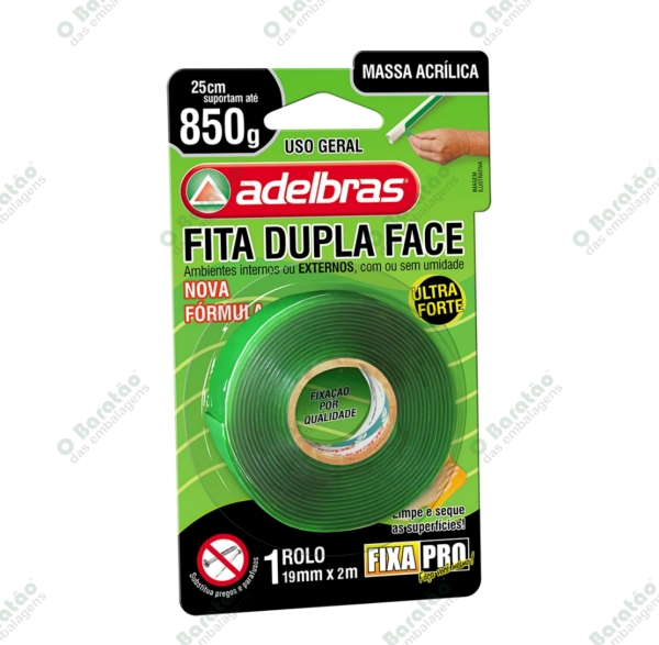 FITA DUPLA FACE TRANSP 19X2MT ADELBRAS