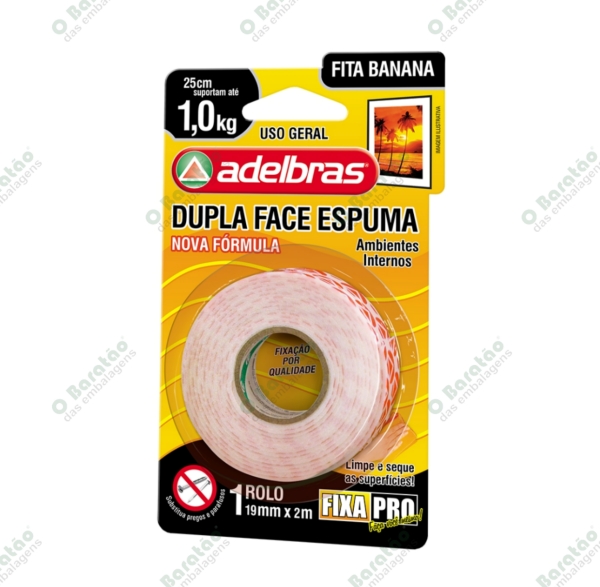 FITA DUPLA FACE ESPUMA 19X2MT ADELBRAS