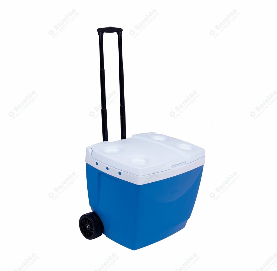 CAIXA TERMICA 42 L C/RODA AZUL MOR