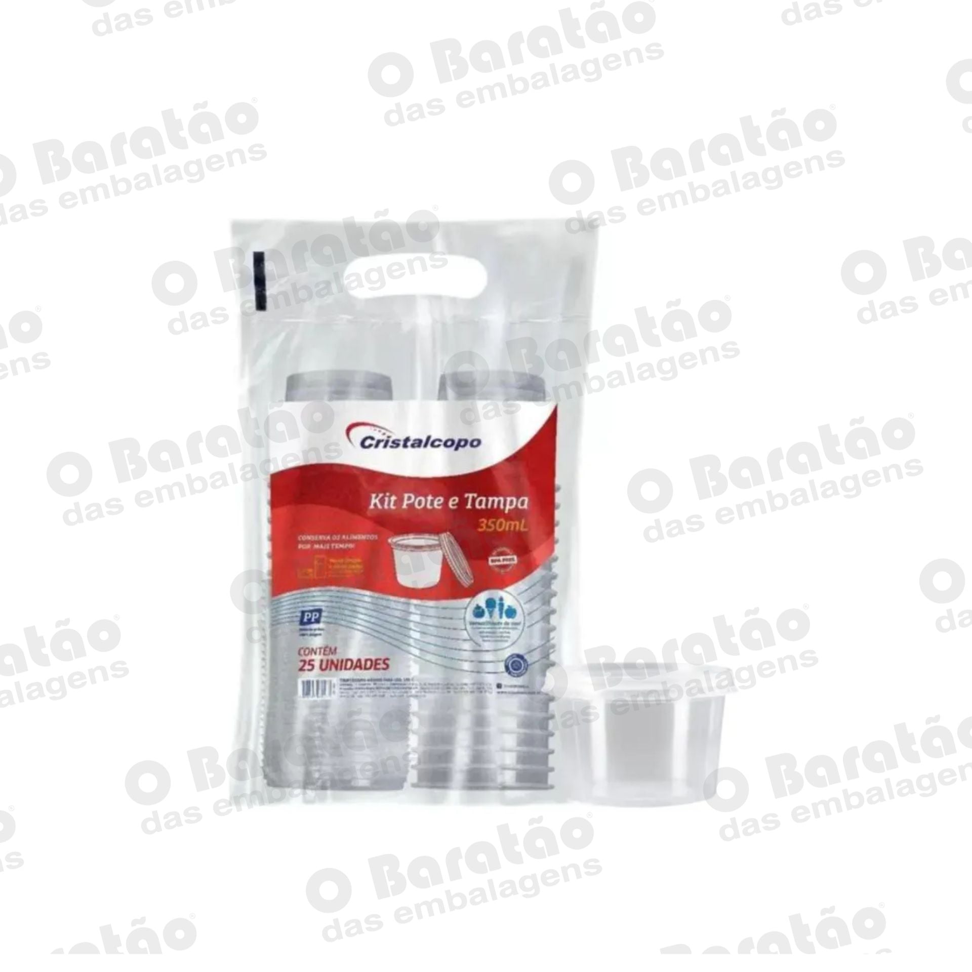 KIT POTE 350ML REDONDO CRISTALCOPO