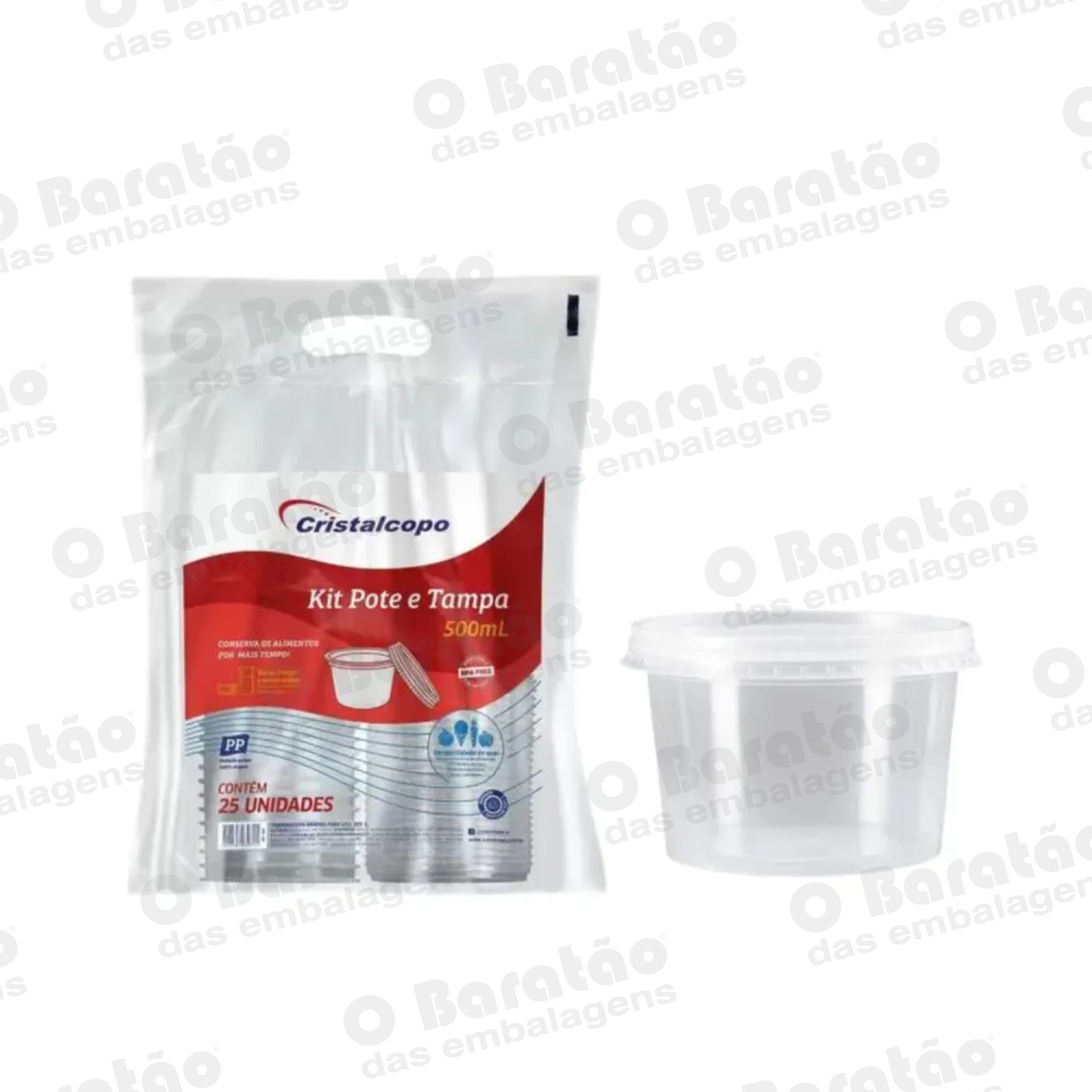 KIT POTE 500ML REDONDO CRISTALCOPO