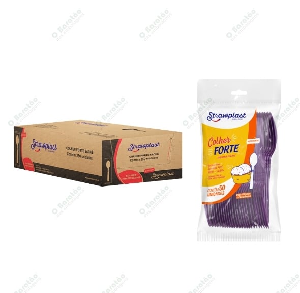 COLHER FORTE REF ROXA PCT/50 STRAWPLAST