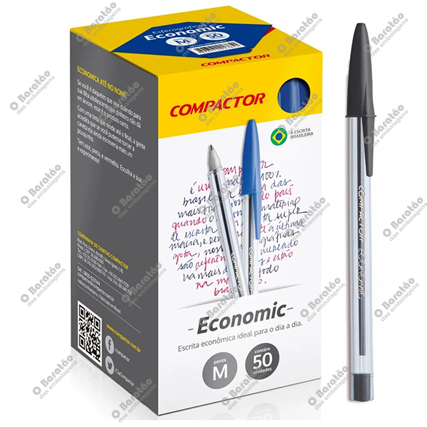 CANETA COMPACT PRETA ECONO