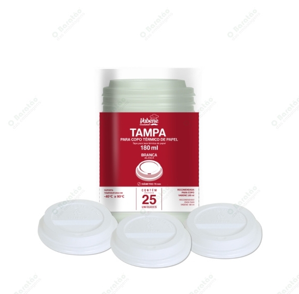 TAMPA P/COPO PAPEL 180 ML BRANCA VABENE