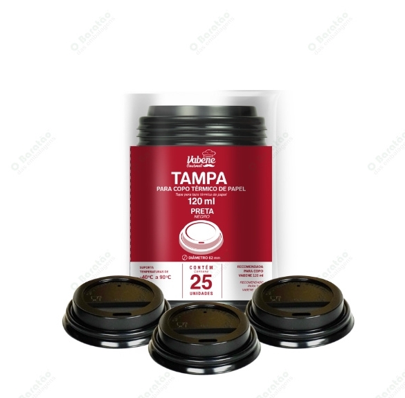 TAMPA P/COPO PAPEL 120 ML PRETA VABENE