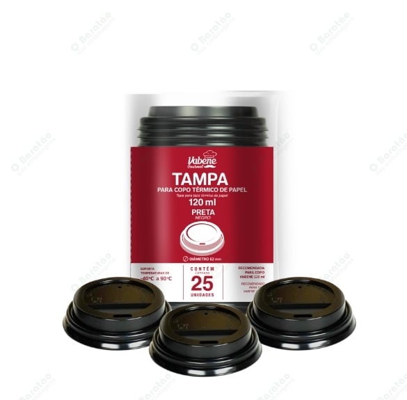 TAMPA P/COPO PAPEL 180 ML PRETA VABENE