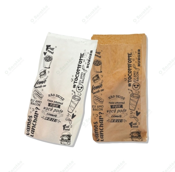 SACO PAPEL FAST FOOD BCO EMBALE BEM
