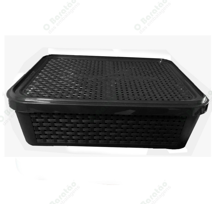 CESTO ORG PRETO 13L C/ TAMPA ARCA PLAST