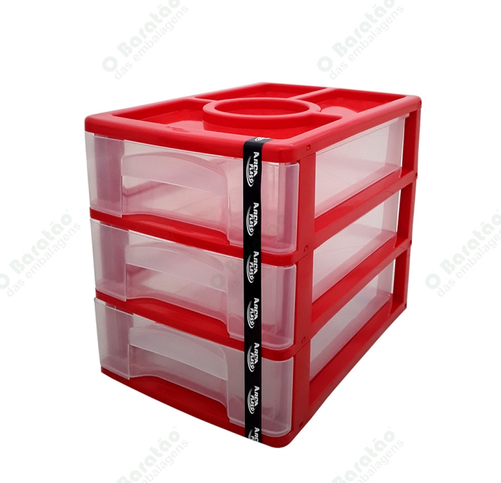 GAVETEIRO C/ 03 GAVETAS VERME ARCA PLAST