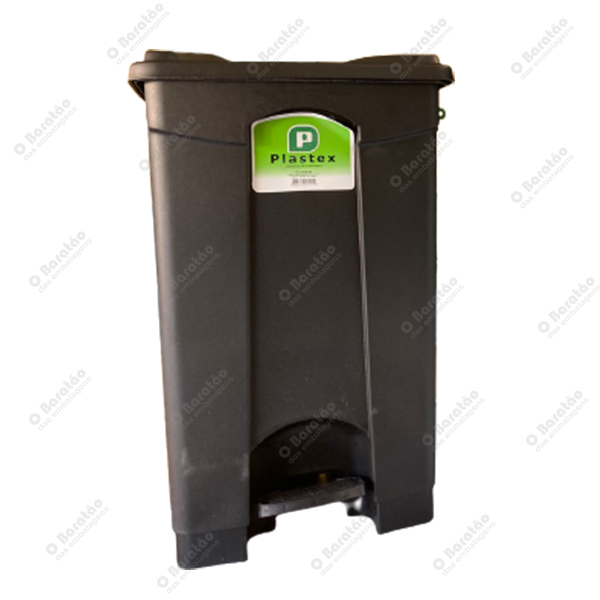 LIXEIRA C/ PEDAL 50L PRETA PLASTEX