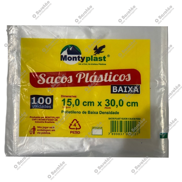 SACO PEBD 15X30X0,04 MONTYPLAST