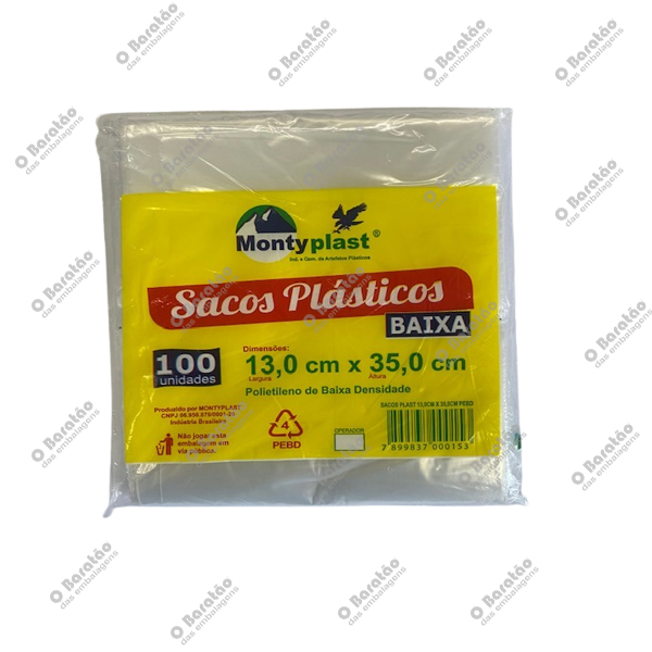 SACO PEBD 13X35X0,04 MONTYPLAST