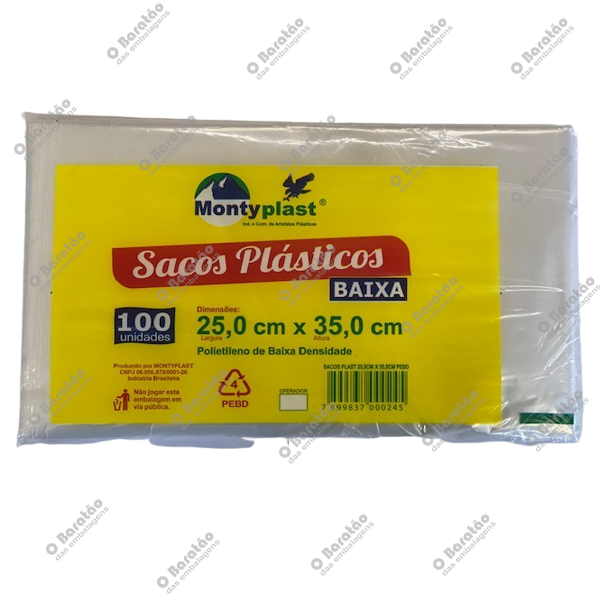 SACO PEBD 25X35X0,04 MONTYPLAST