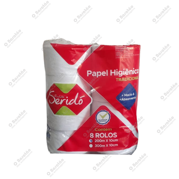 PAPEL HIGIENICO 200M BRANCO SERIDO PAPEI