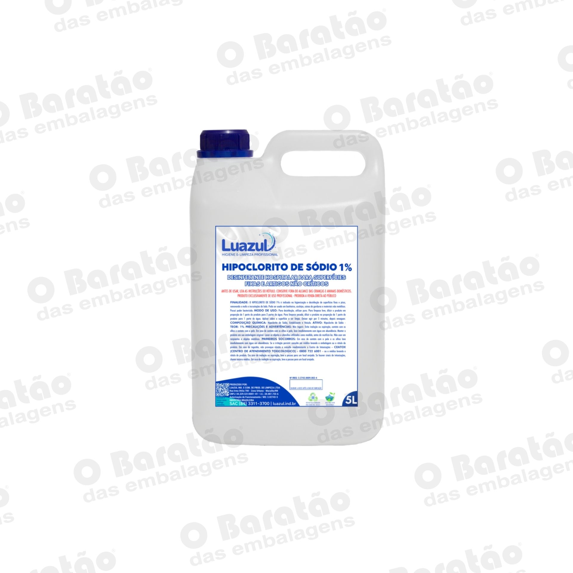 HIPOCLORITO DE SODIO 1% 5LT LUAZUL