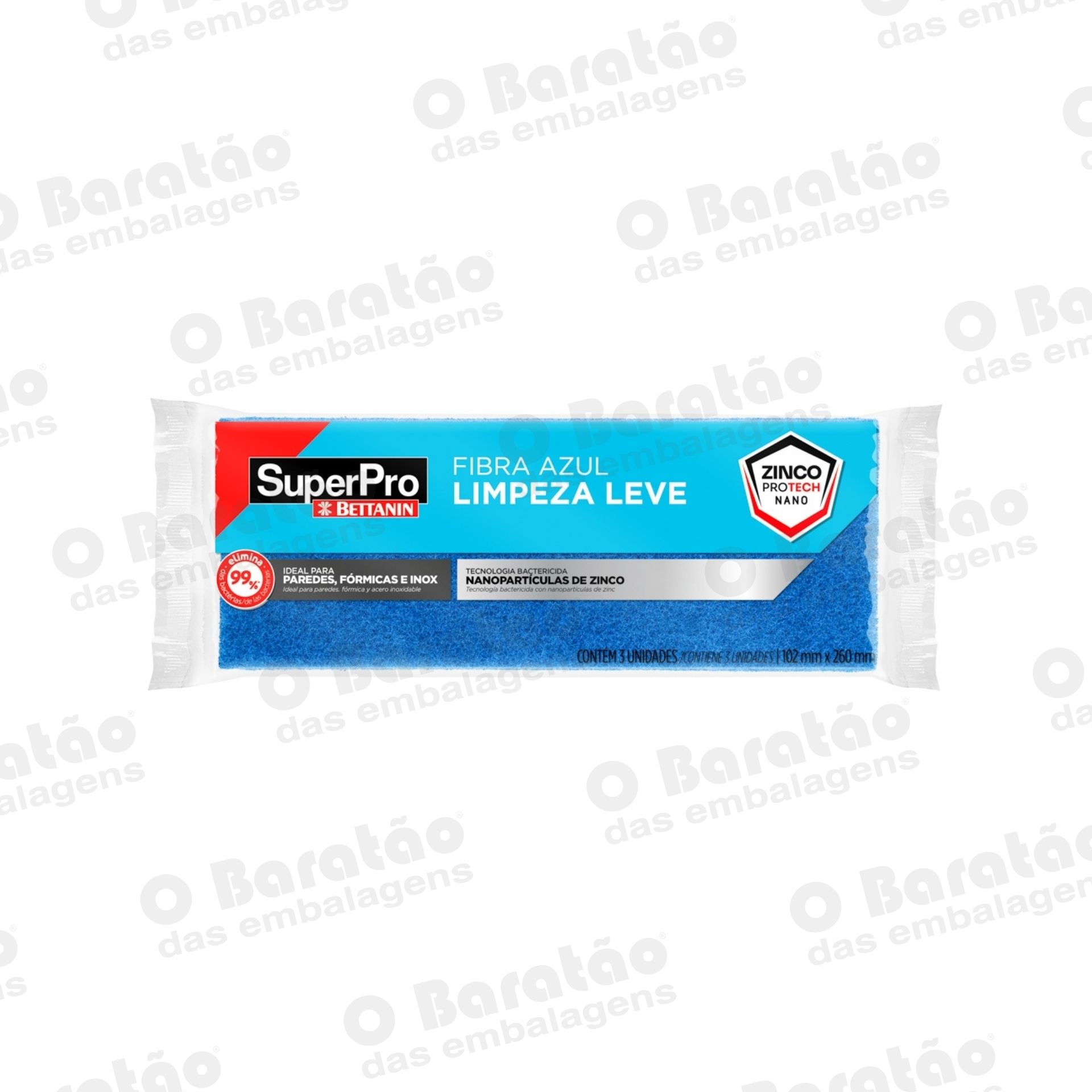 FIBRA LIMPEZA LEVE AZ C/3 SUPER PRO
