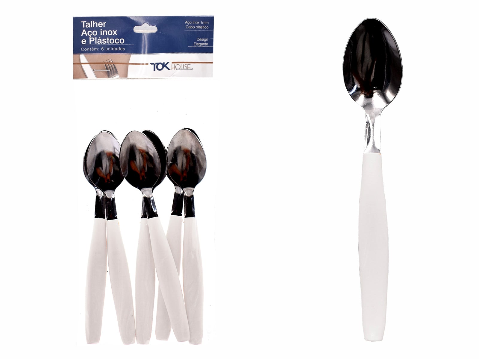 COLHER CHA 15 CM C/6 BRANCA TOK HOUSE