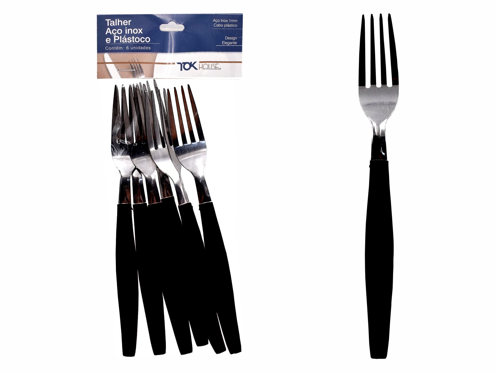 GARFO MESA 22 CM C/6 PRETA TOK HOUSE