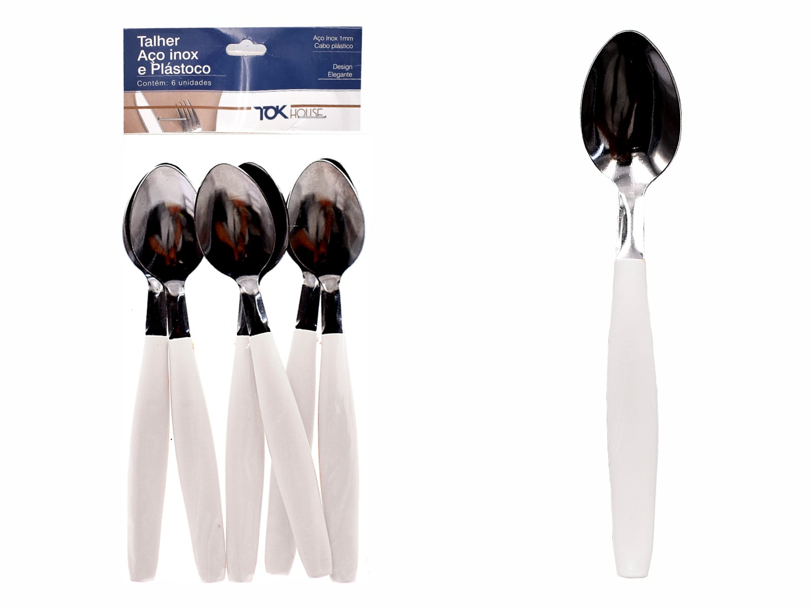 COLHER MESA 20 CM C/6 BRANCA TOK HOUSE