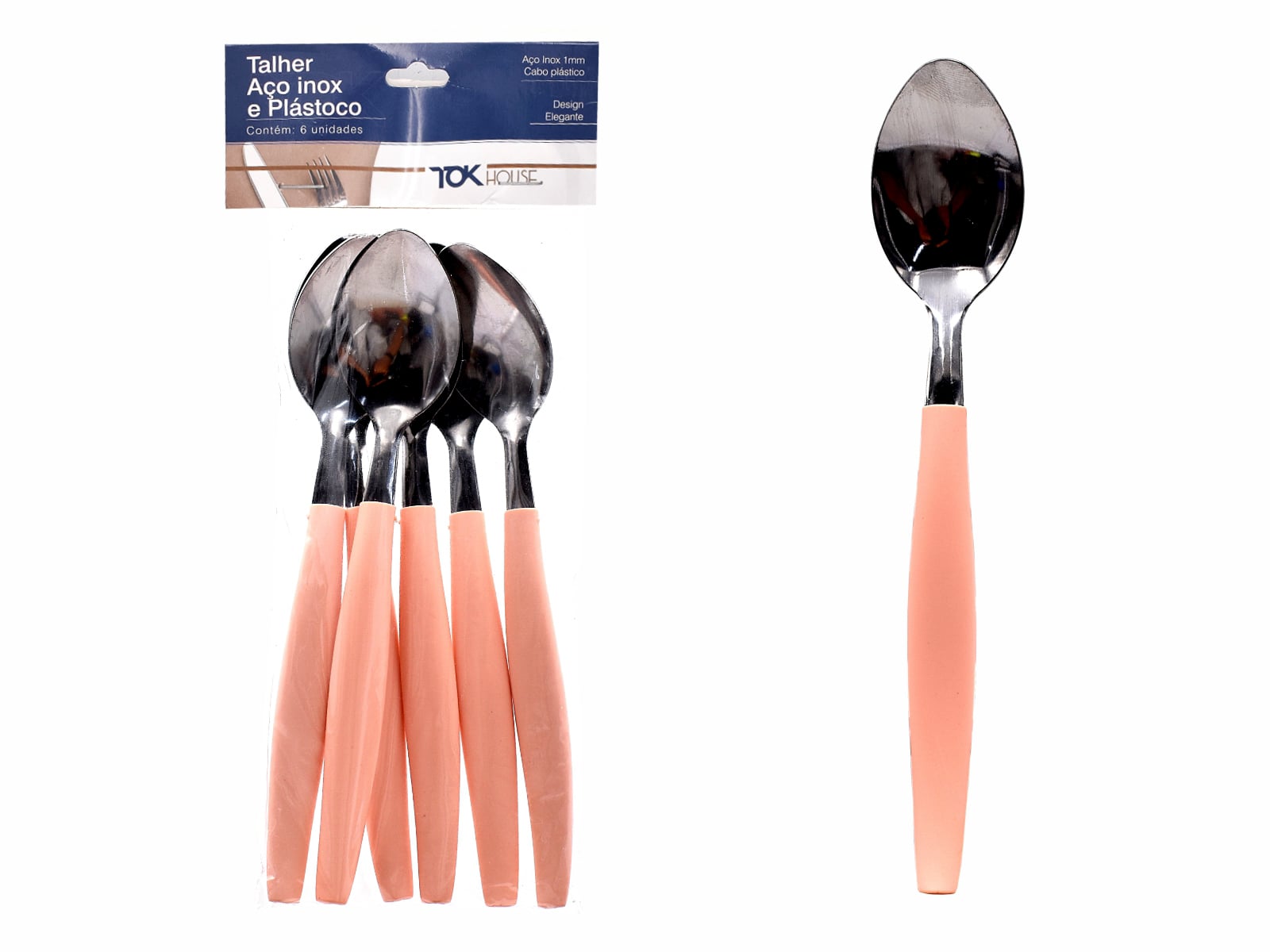 COLHER MESA 20 CM C/6 ROSA TOK HOUSE