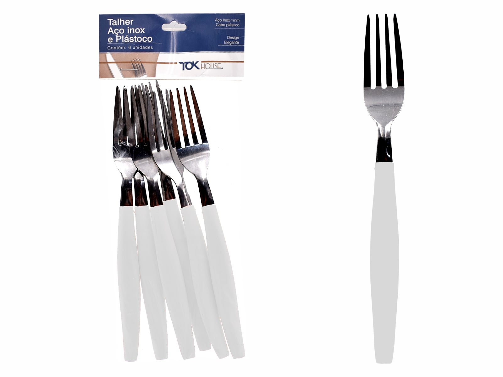 GARFO MESA 22 CM C/6 BRANCO TOK HOUSE