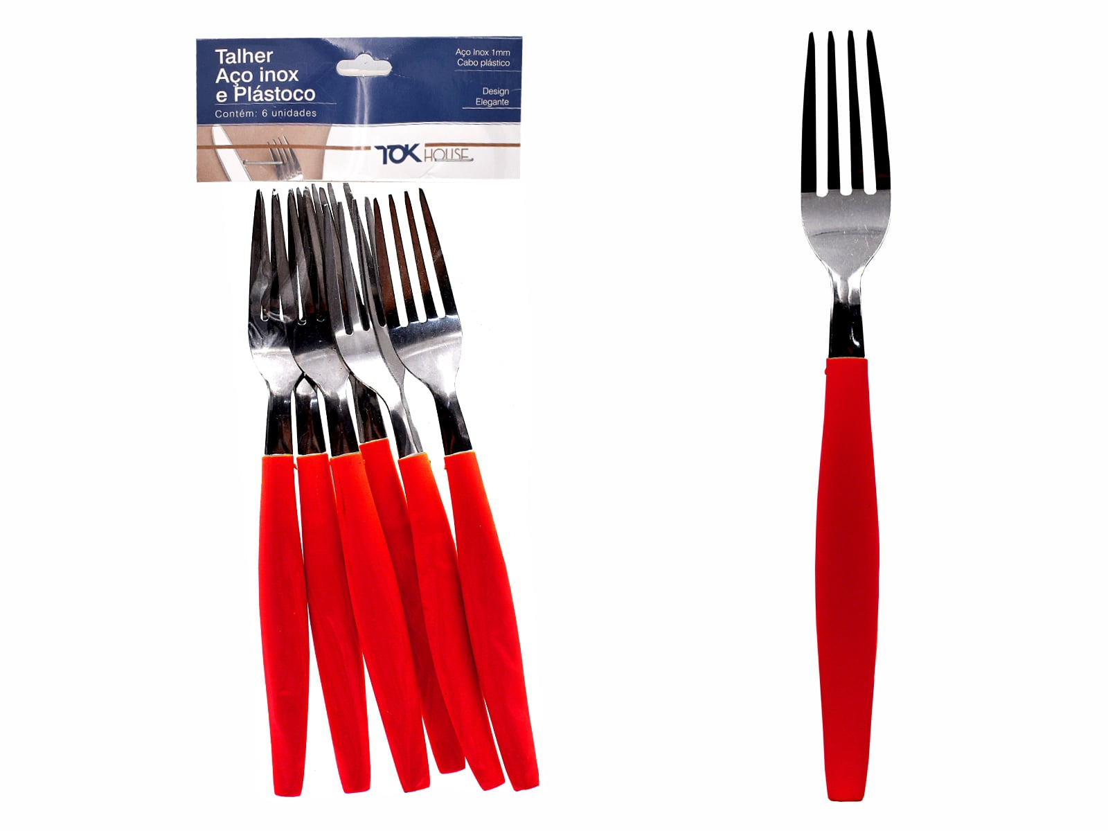 GARFO MESA 22 CM C/6 VERMELHO TOK HOUSE