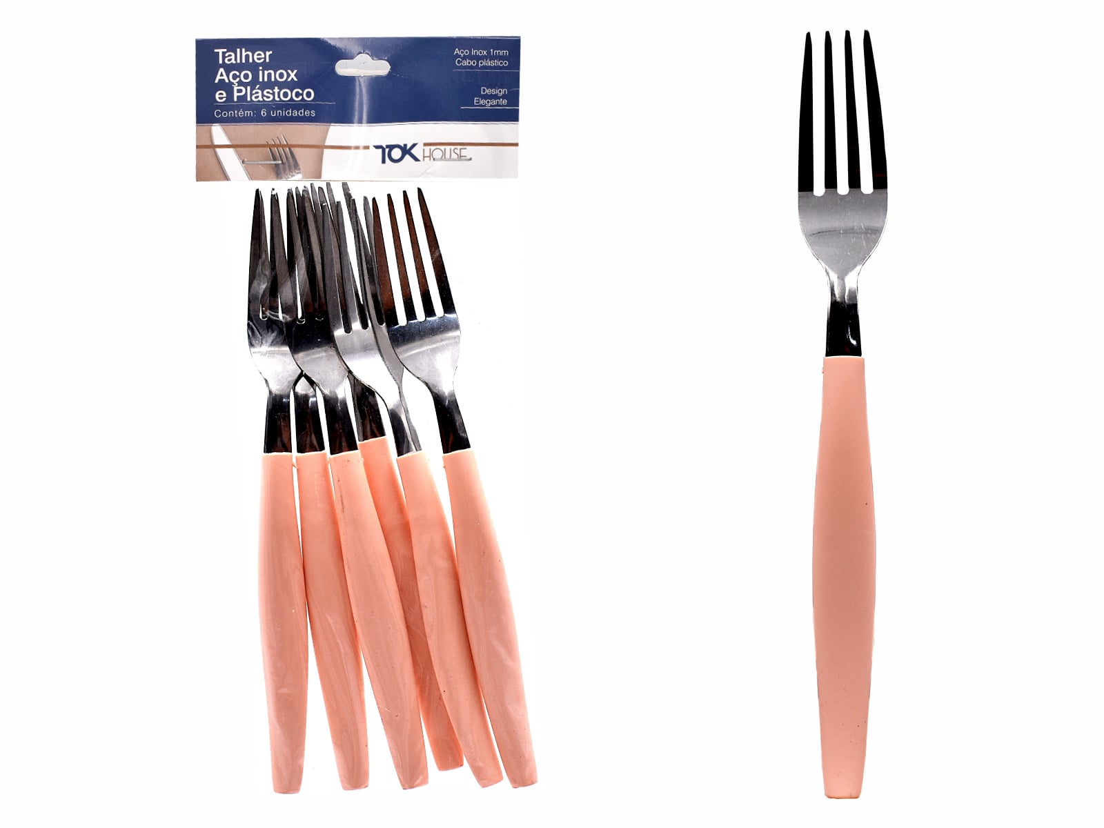GARFO MESA 22 CM C/6 ROSA TOK HOUSE