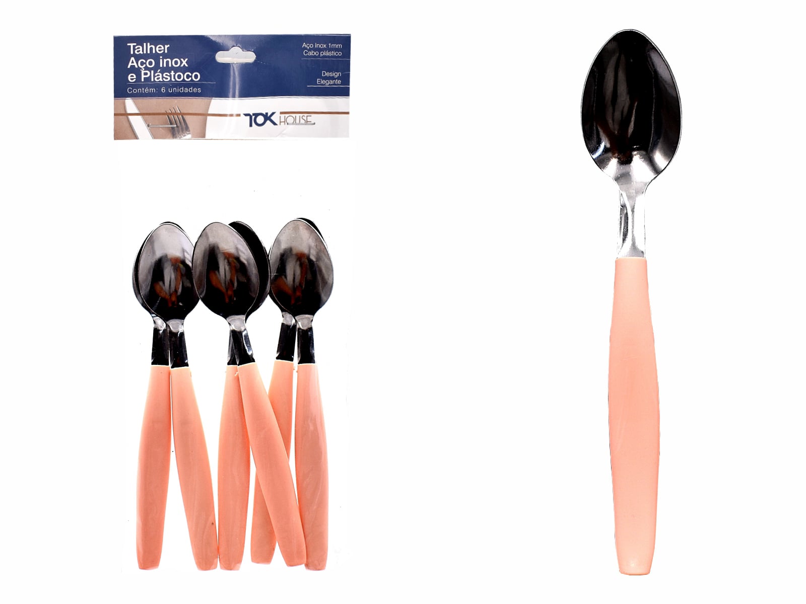 COLHER CHA 15 CM C/6 ROSA TOK HOUSE