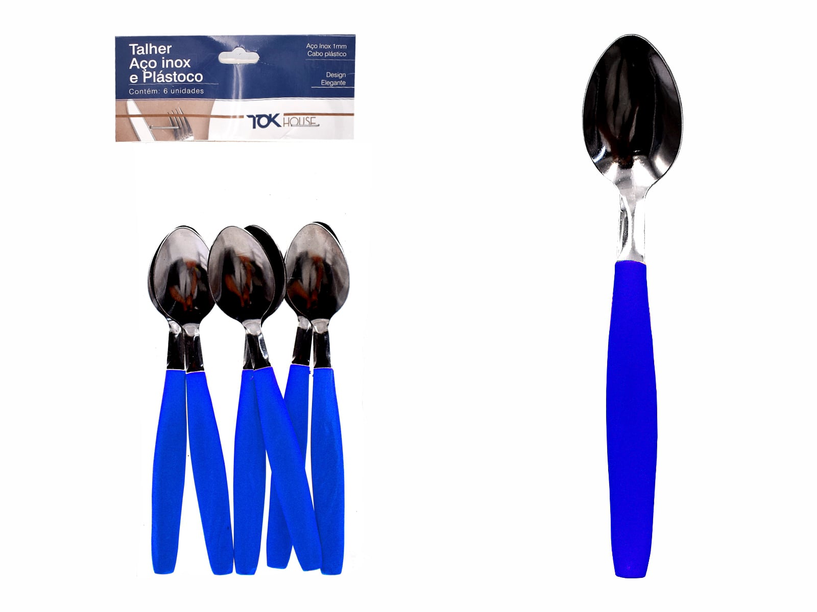 COLHER CHA 15 CM C/6 AZUL TOK HOUSE