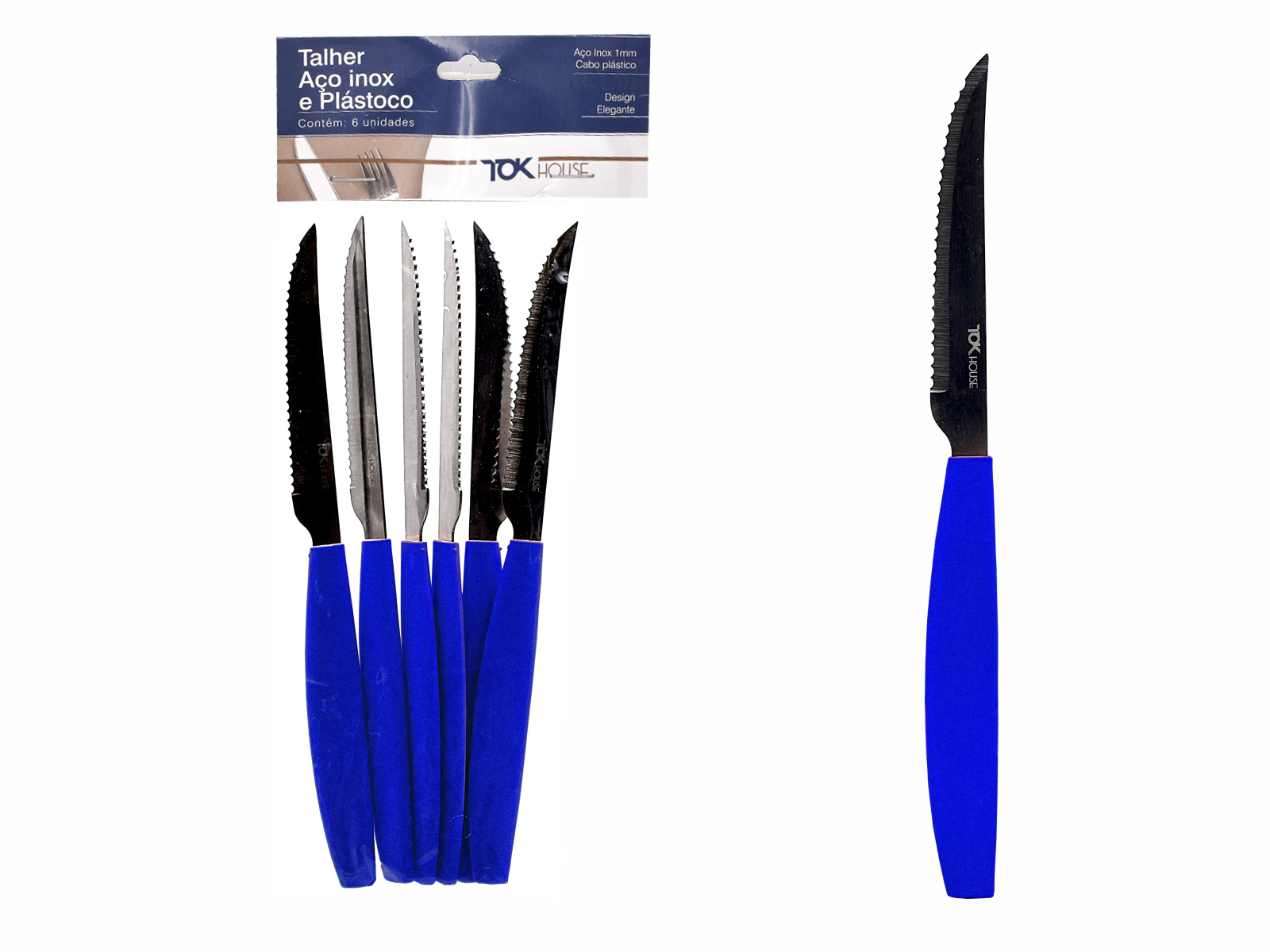 FACA MESA 22 CM C/6 AZUL TOK HOUSE