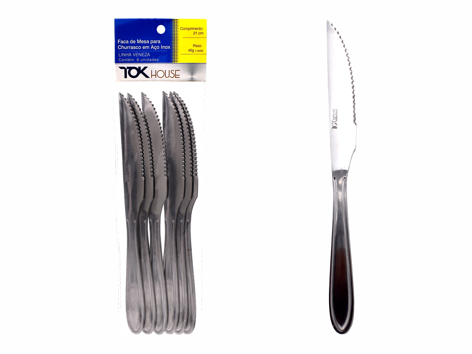 FACA CHURRASC VENEZA 19 CM C/6 TOK HOUSE