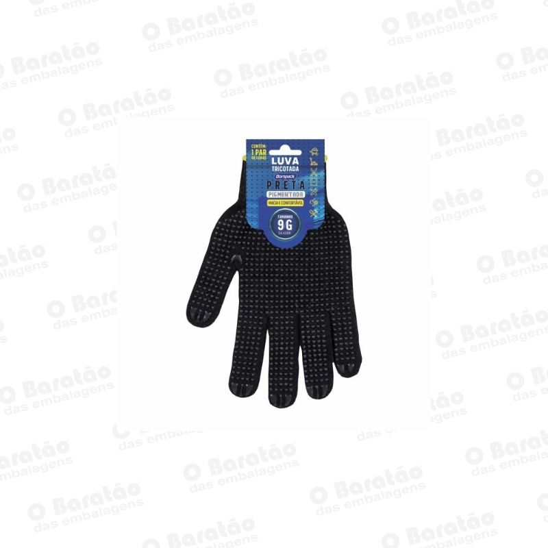 LUVA TRICOTADA PRETA PIGMENTADA BOMPACK