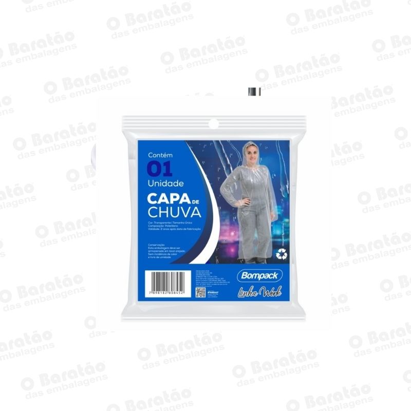 CAPA DE CHUVA TRANSPARENTE BOMPACK