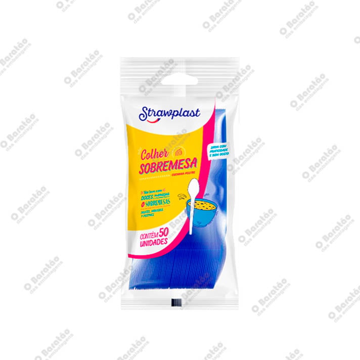 COLHER SOBREMESA AZUL STRAWPLAST